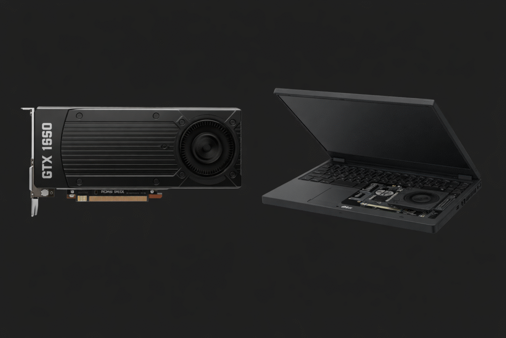 Desktop GTX 1650 next to laptop GTX 1650 