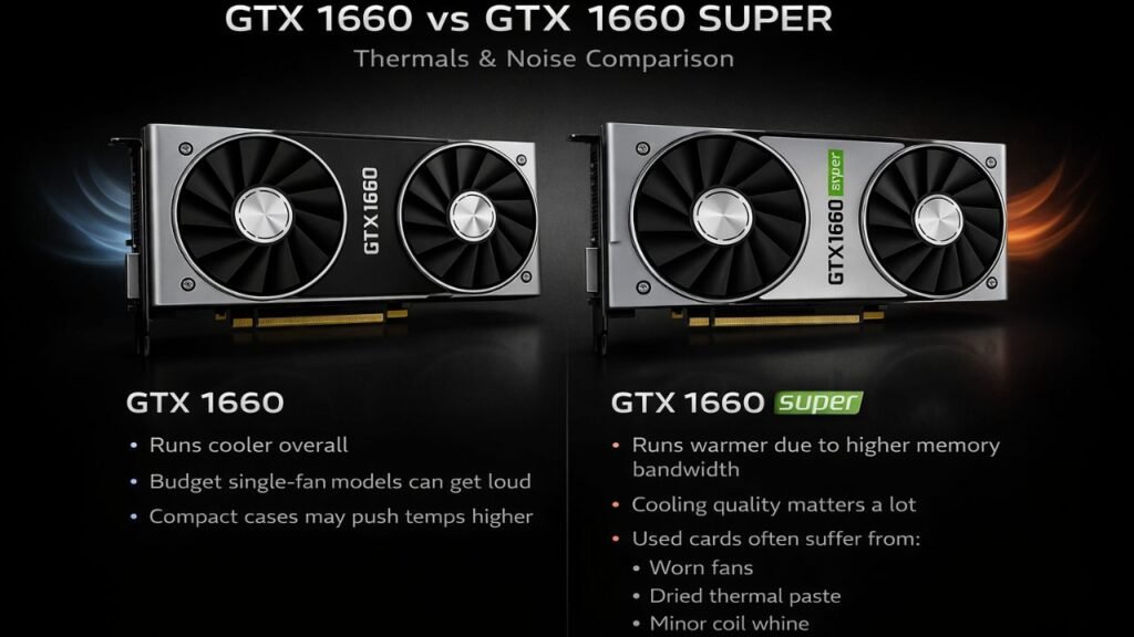 GTX 1660 vs GTX 1660 super Thermals and noise comparison