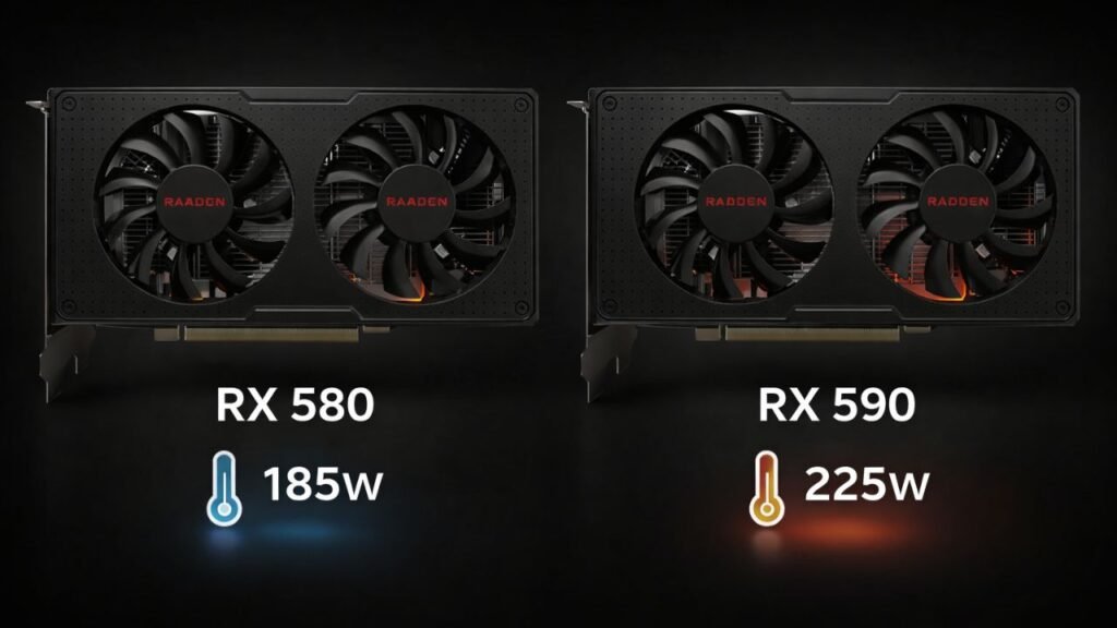 AMD Radeon RX 580 vs RX 590 Power Consumption & Temperature